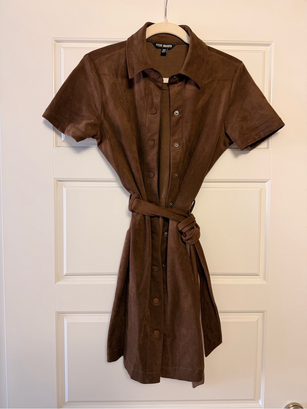 Steve Madden Chocolate Brown Suede Mini Shirt Dress